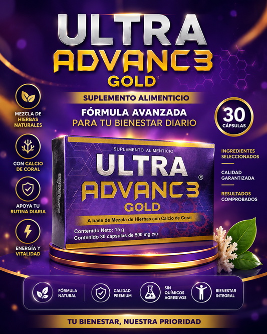 Ultra Advance Gold – Suplemento Herbal con Calcio de Coral (30 cápsulas)