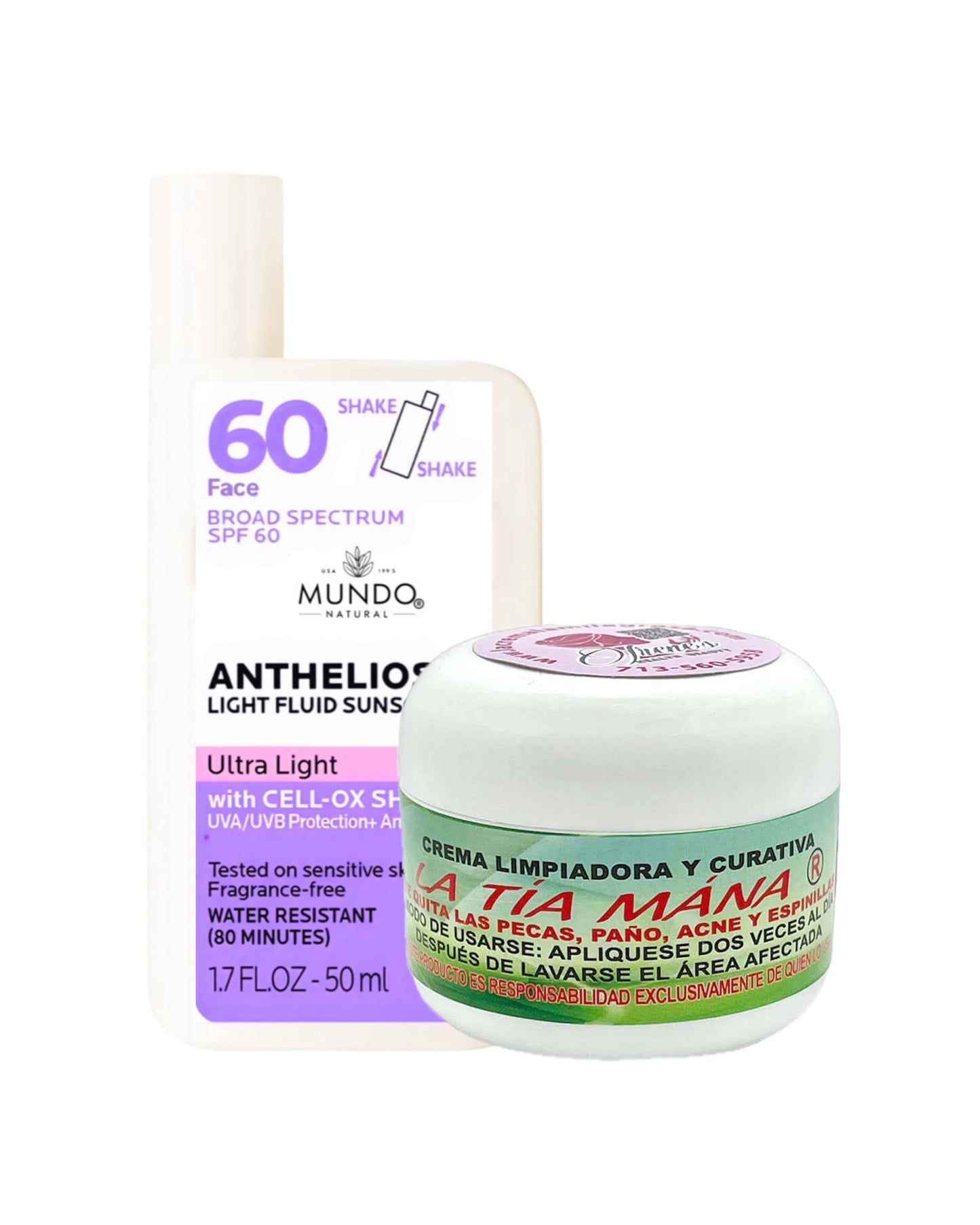 La Tia Mana crema facial + Protector solar para rostro FPS 50 liquido