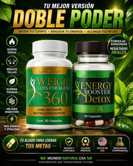WEIGHT LOSS 360 Emergency + Energy Booster Detox - Apto para personas diabéticas e hipertesas