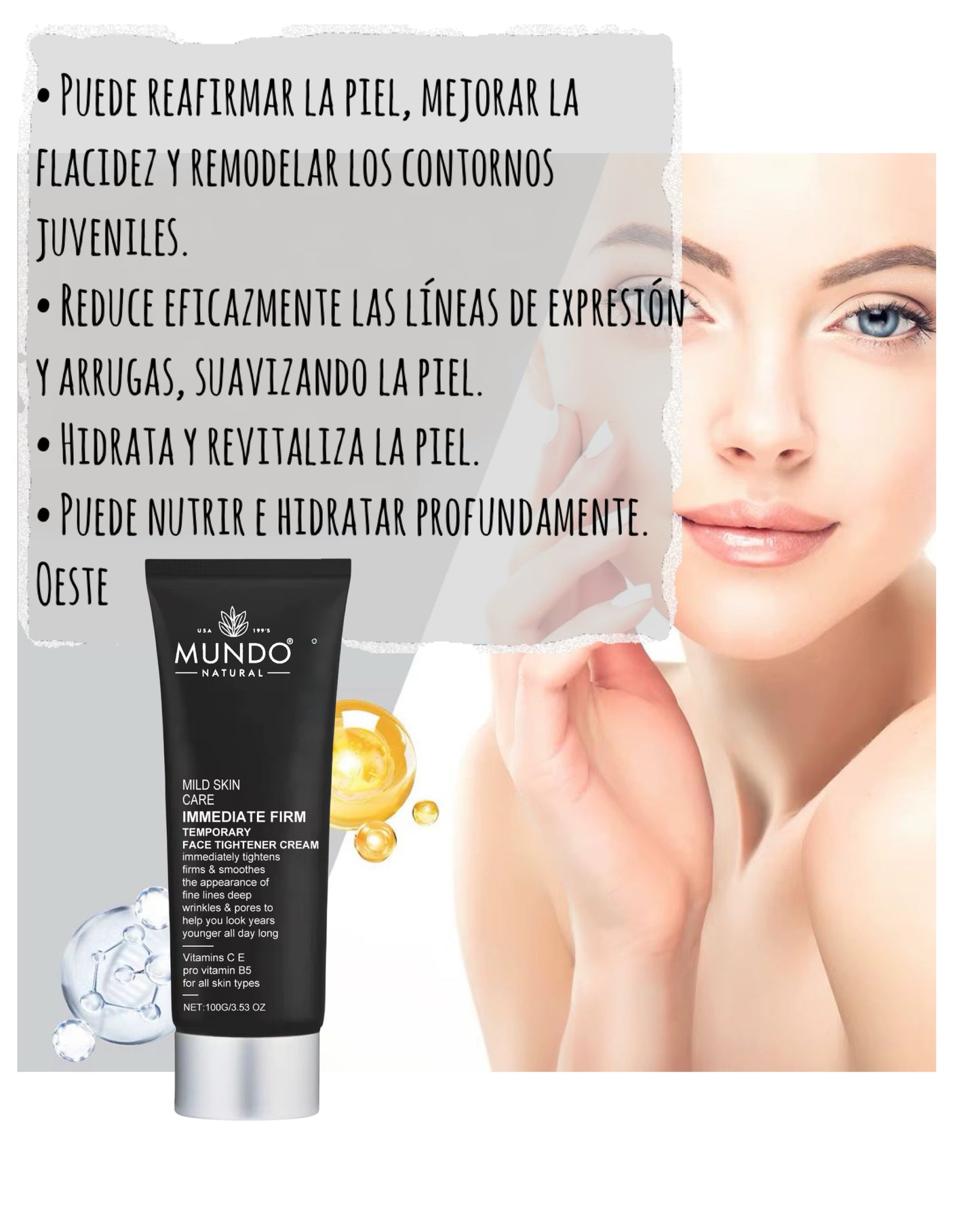 Primer difuminador facial y contorno de ojos. Reafirmante instantáneo, base de maquillaje facial.