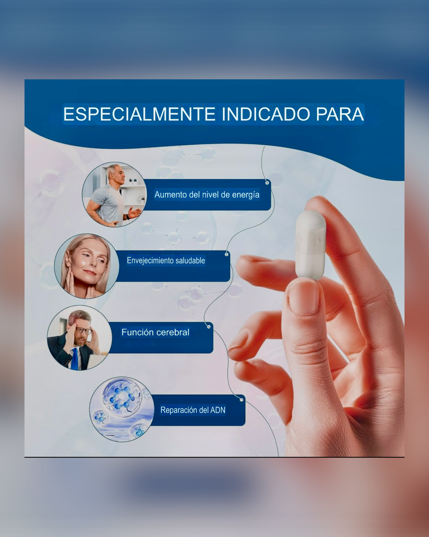 NAD - Resveratrol Berberina Ácido Hialurónico 500 mg Anti-envejecimiento