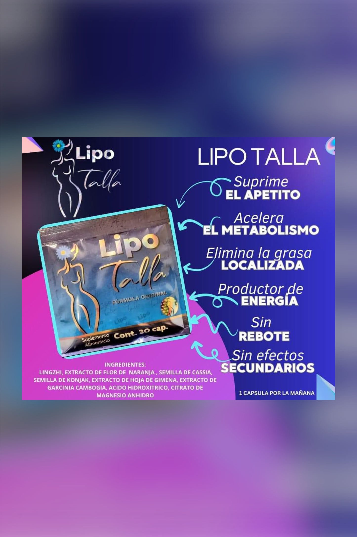 Lipo Talla azul de dia perdida de peso y tallas