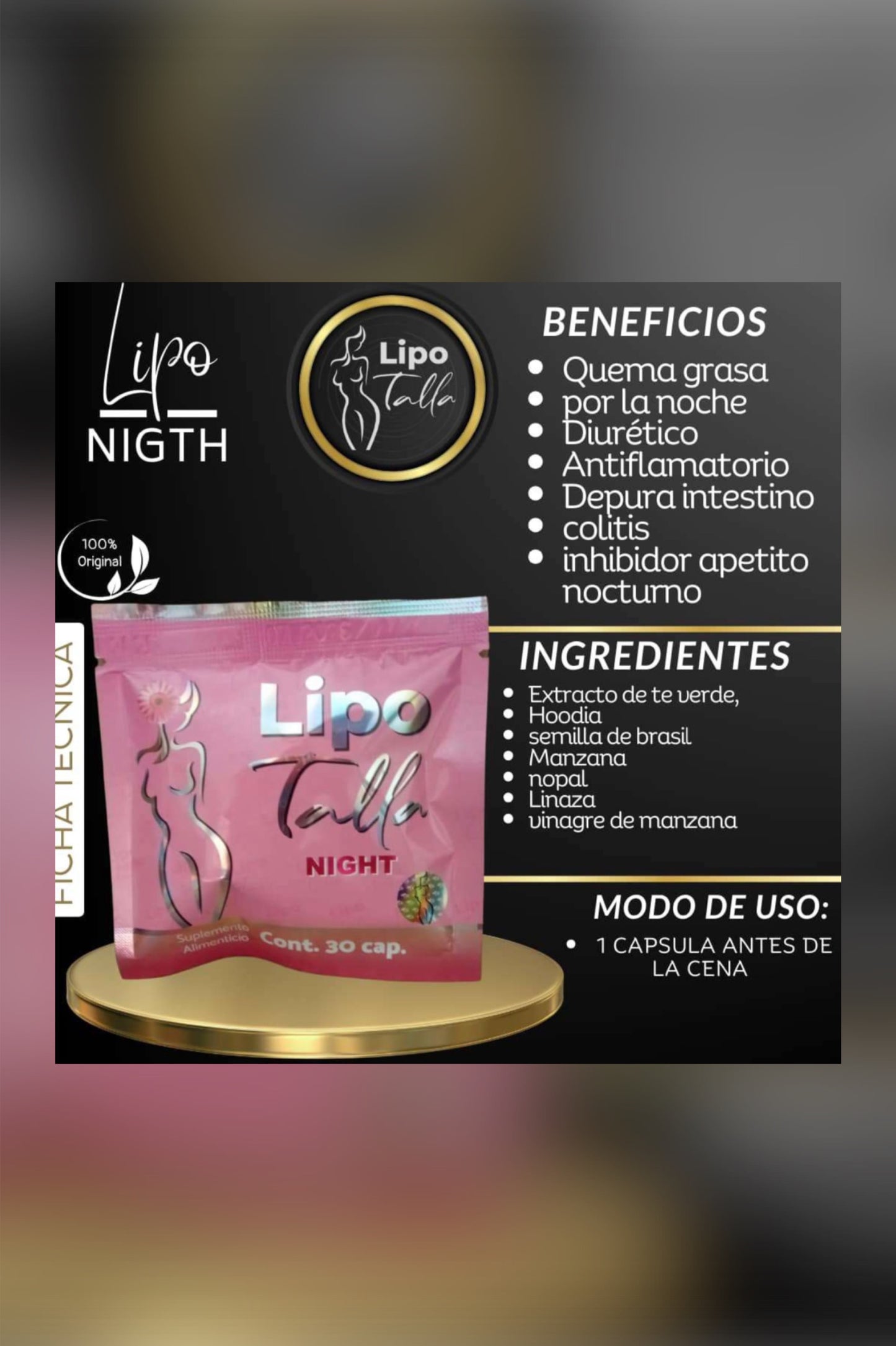 Lipo Talla rosa de noche