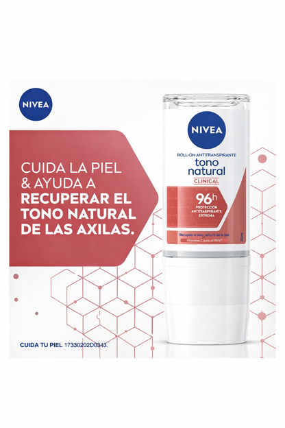 NIVEA TONO NATURAL CLINICAL ANTITRANSPIRANTE EN ROLL ON 50ML