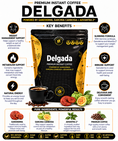 Coffee Slim Delgada con hongo Ganoderma Lucidum Intense Burn Diet - Café Instantáneo para Adelgazar