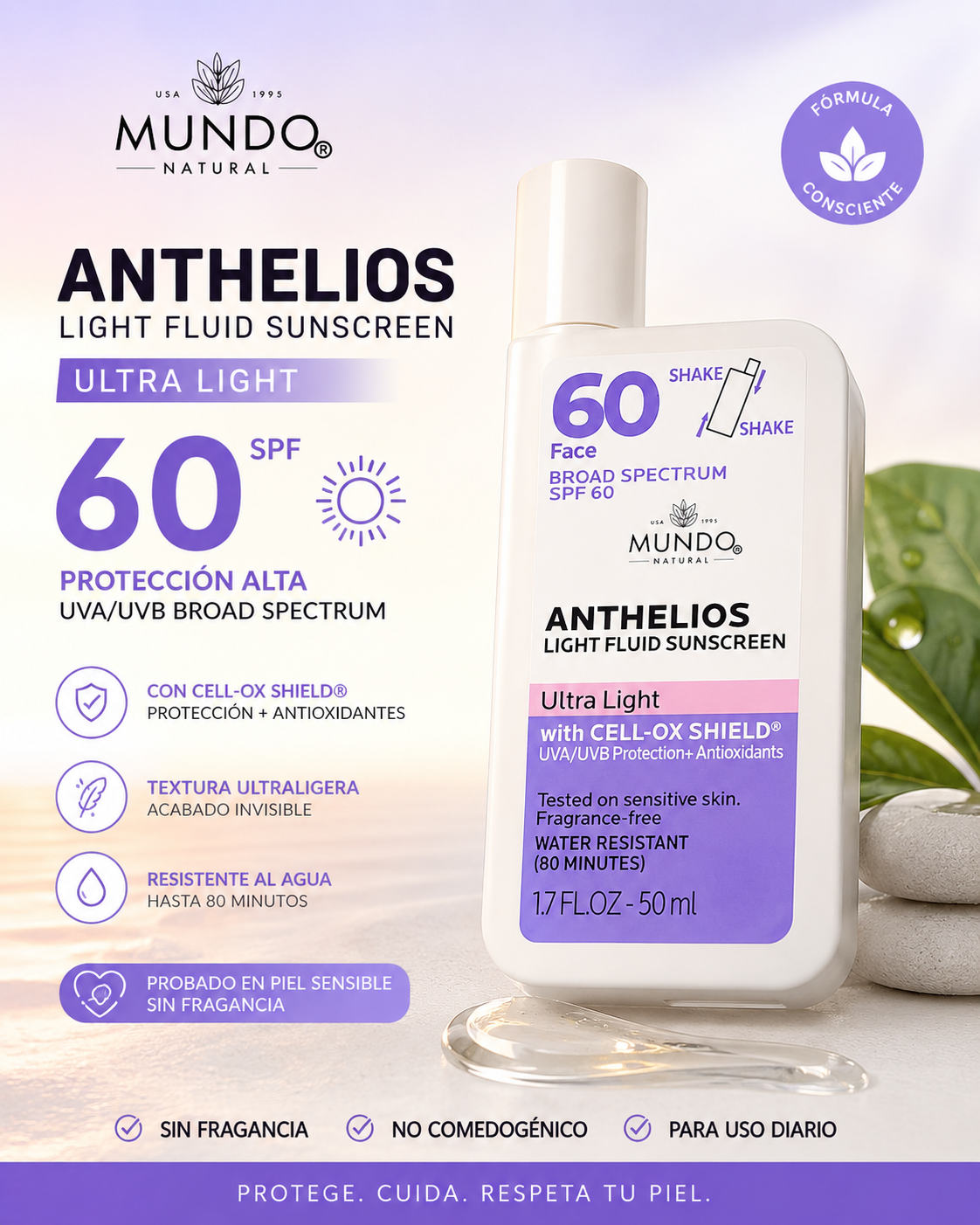 Bloqueador solar para rostro 60 FPS liquido - Linea Premium