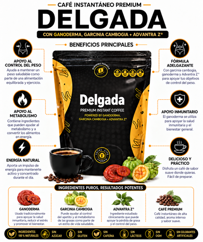 Coffee Slim Delgada con hongo Ganoderma Lucidum Intense Burn Diet - Café Instantáneo para Adelgazar