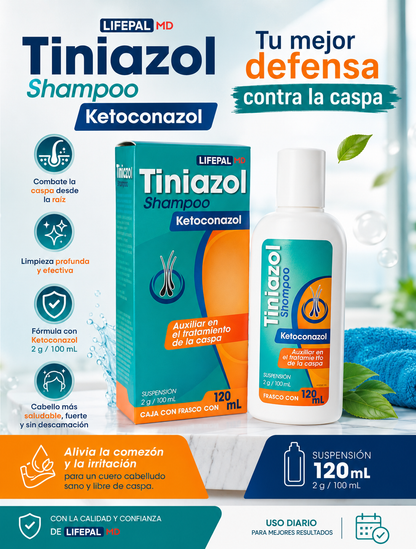 Shampoo Tiniazol - caspa, dermatitis y seborreica.