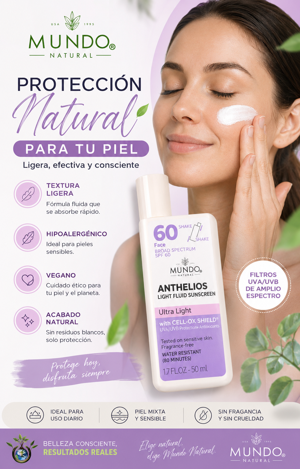 Bloqueador solar para rostro 60 FPS liquido - Linea Premium