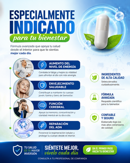 NAD - Resveratrol Berberina Ácido Hialurónico 500 mg Anti-envejecimiento