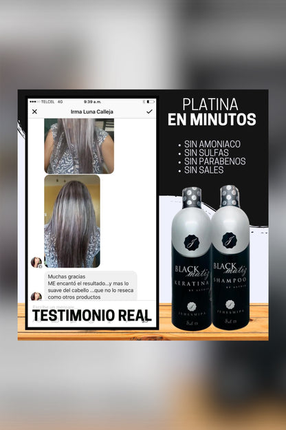 Black Platinum dúo champú y queratina de Jehespia