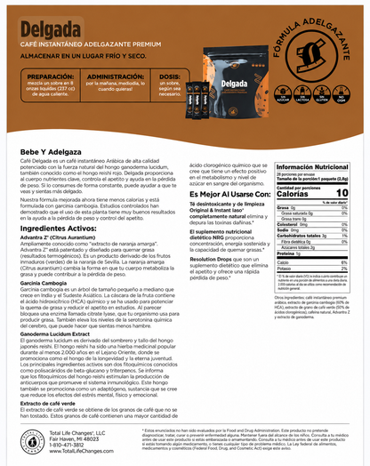 Coffee Slim Delgada con hongo Ganoderma Lucidum Intense Burn Diet - Café Instantáneo para Adelgazar