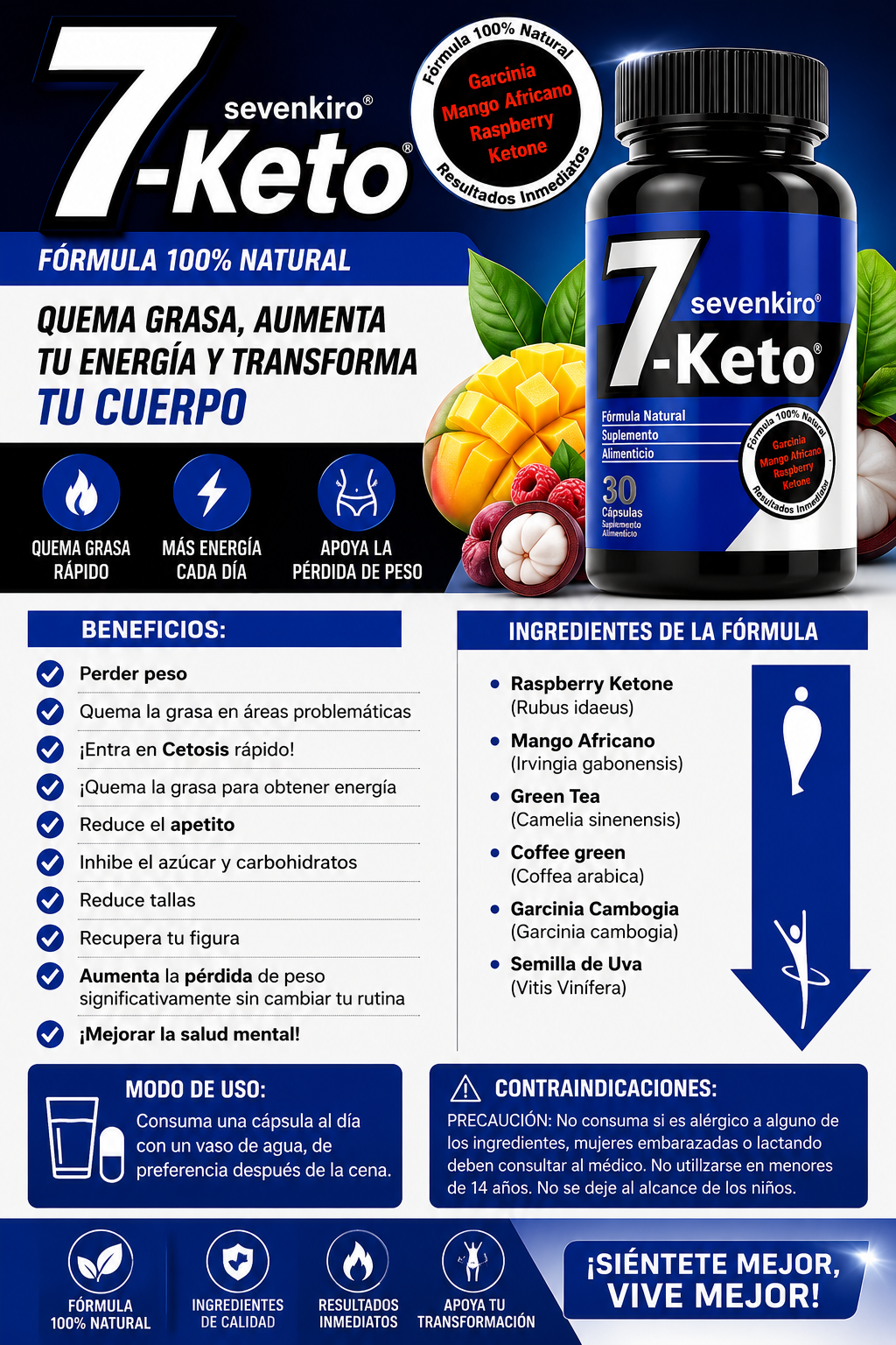 7 Keto Sevenkiro - Triplica el efecto de una dieta