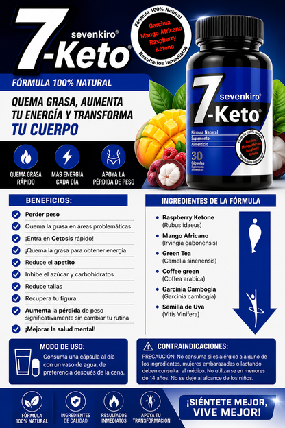 7 Keto Sevenkiro - Triplica el efecto de una dieta