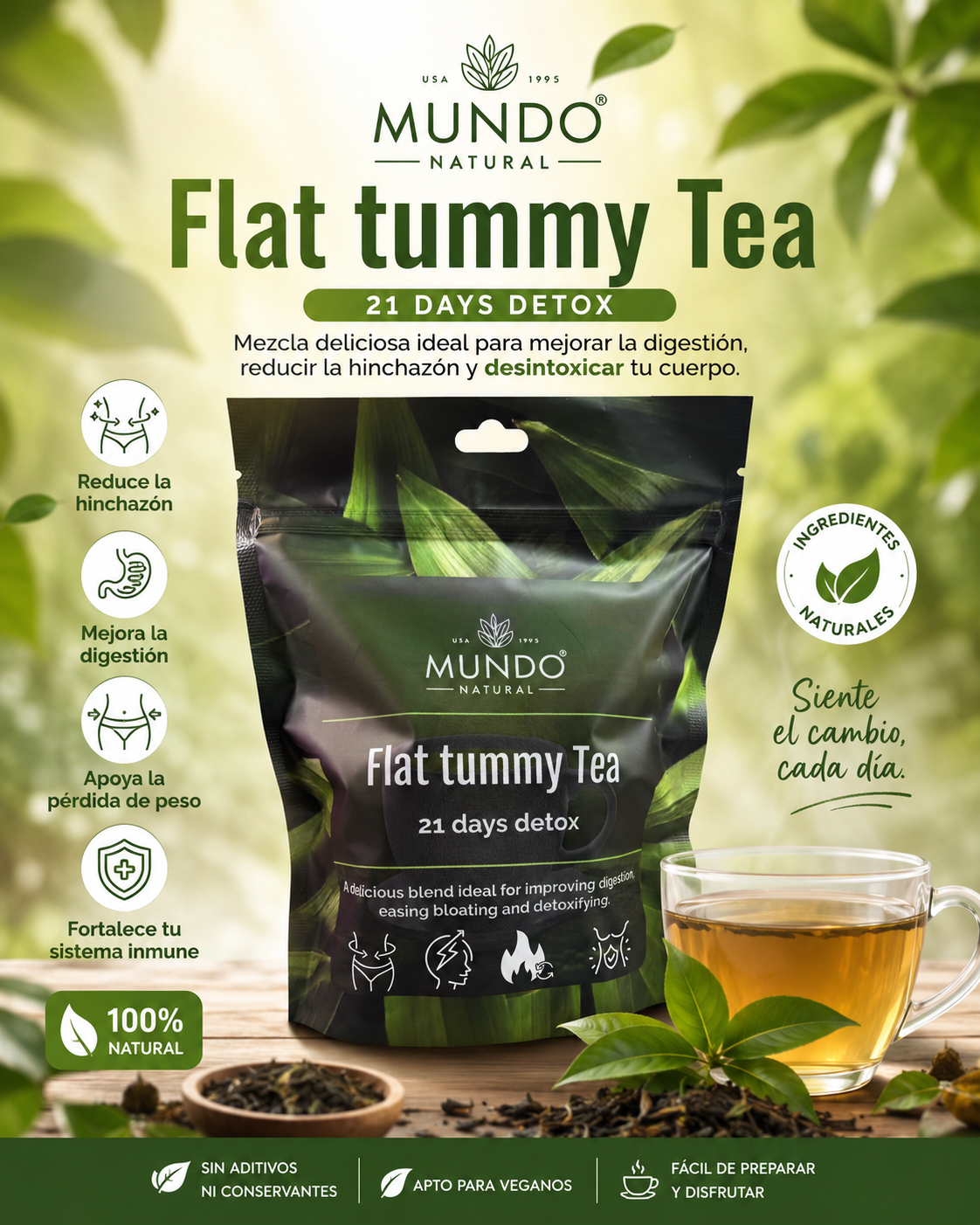 Flat Tommy Tea Slimming 21 Days- Mundo Natural - controla el peso