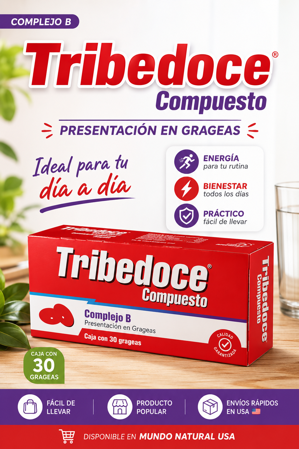 Tribedoce Compuesto (Complejo B + Diclofenaco) 30 Grageas | Apoyo Muscular y Bienestar General