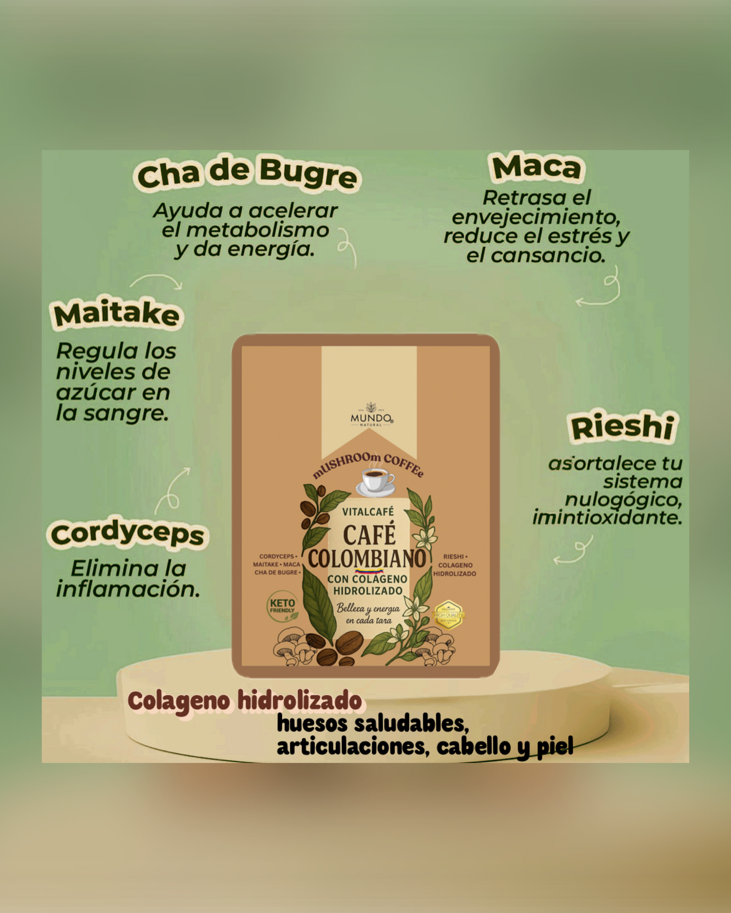 Coffee CAFE Espresso Colombiano con Colageno Hidrolizado