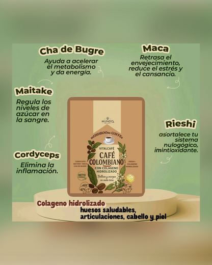 Coffee CAFE Espresso Colombiano con Colageno Hidrolizado