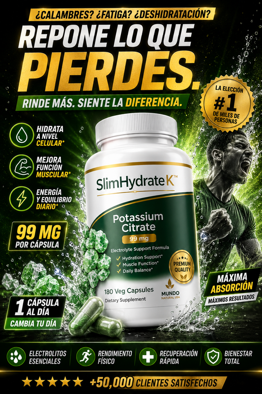 SlimHydrate Potasio Citrate 99mg – Electrolyte Support Formula | 180 Veg Capsules