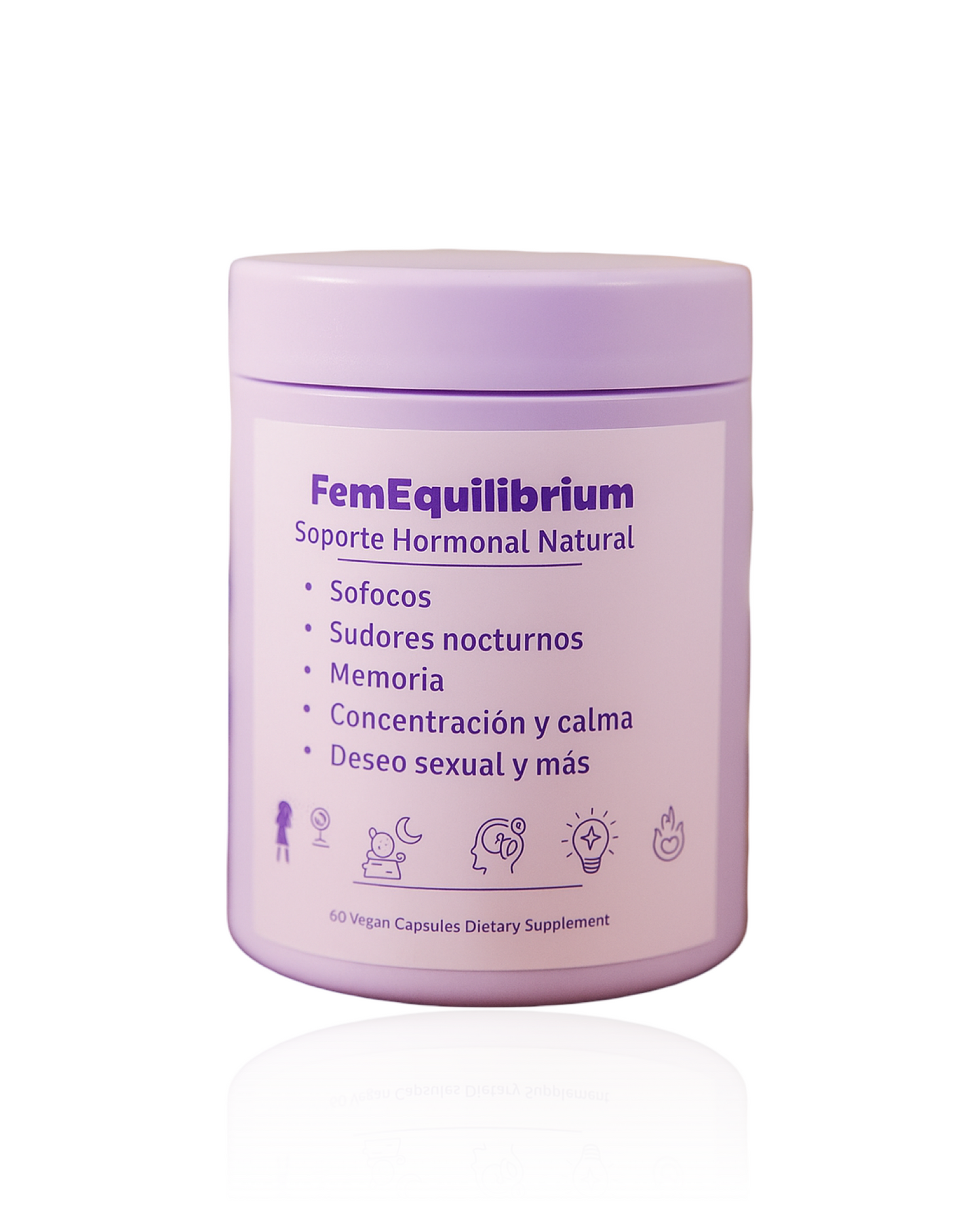 FemEquilibrium -Equilibrio Hormonal Sudores nocturnos, Memoria, Concentración y calma, Deseo sexual y más.