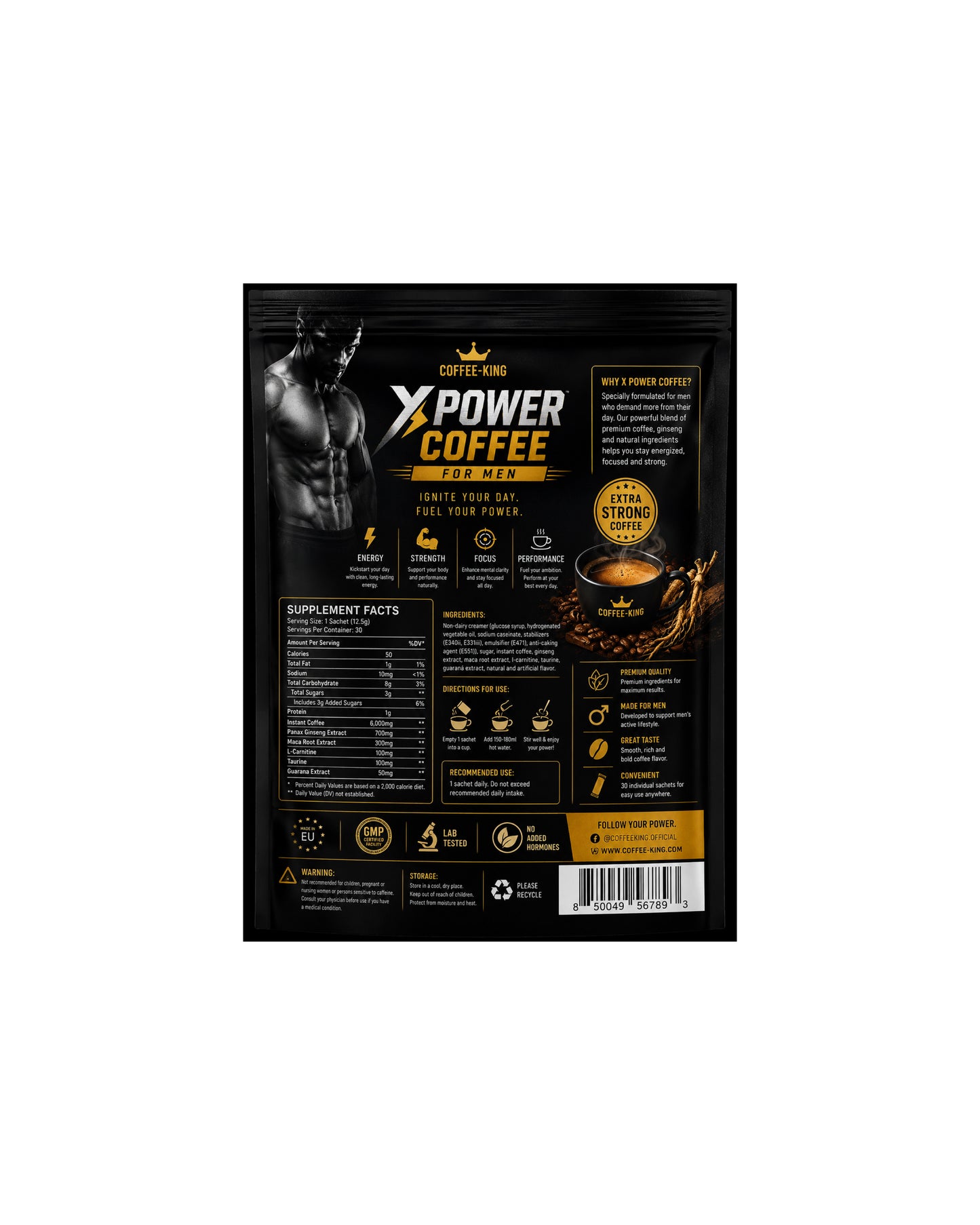 X POWER COFFEE FOR MEN – 30 Bolsitas | Mezcla Premium de Café