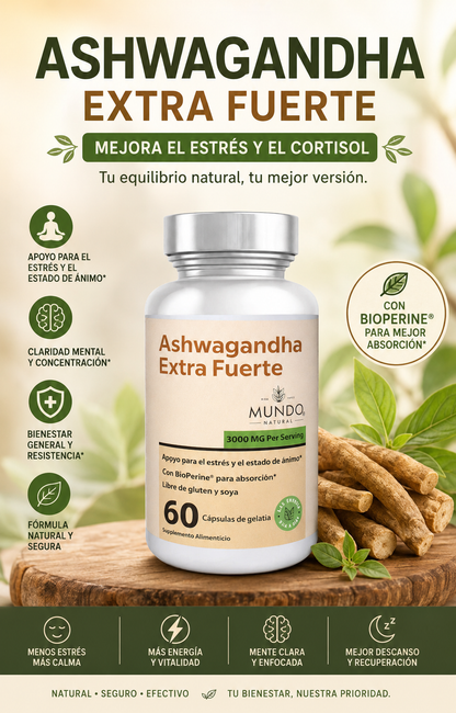 Ashwagandha Organica Extra fuerte - mejora estrés y cortisol.