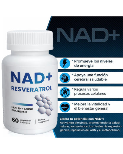 NAD - Resveratrol Berberina Ácido Hialurónico 500 mg Anti-envejecimiento