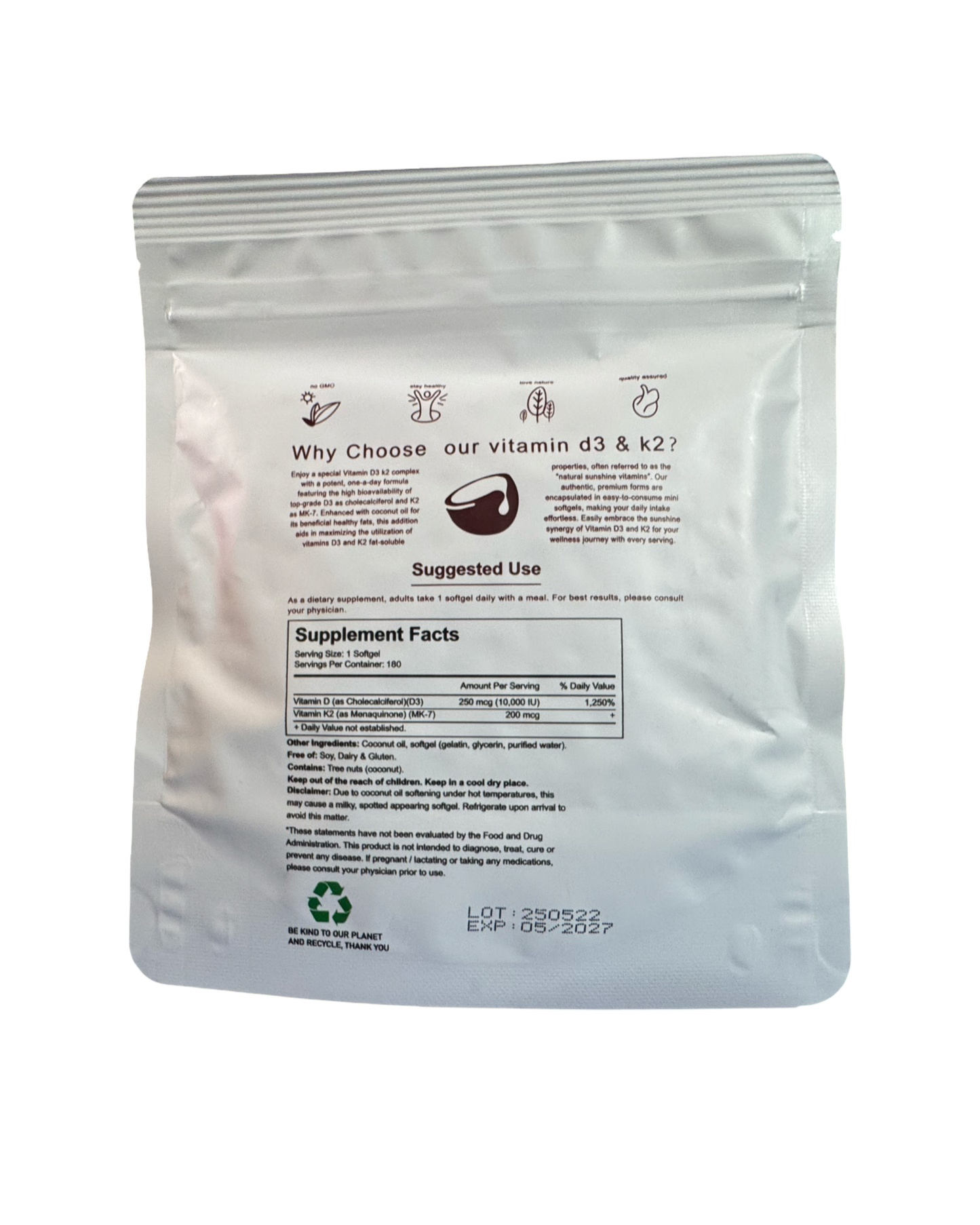 D3 + K2 Vitamin Supplement Softgels