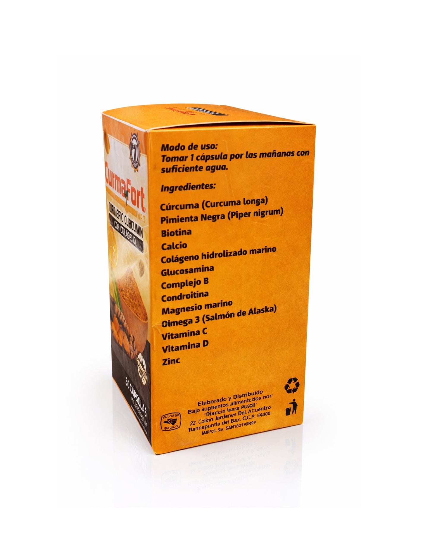 CurmaFort Nat Turmeric Curcumin con Colágeno - Alivio del dolor articular y muscular - 30 cápsulas