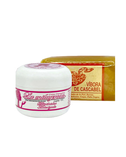 La Milagrosa crema facial + jabón aceite de vibora de cascabel