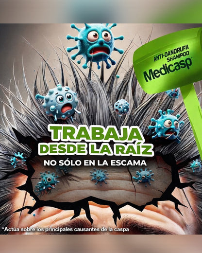 Medicasp Shampoo Anticaspa - Ayuda en la eliminación del hongo de la caspa