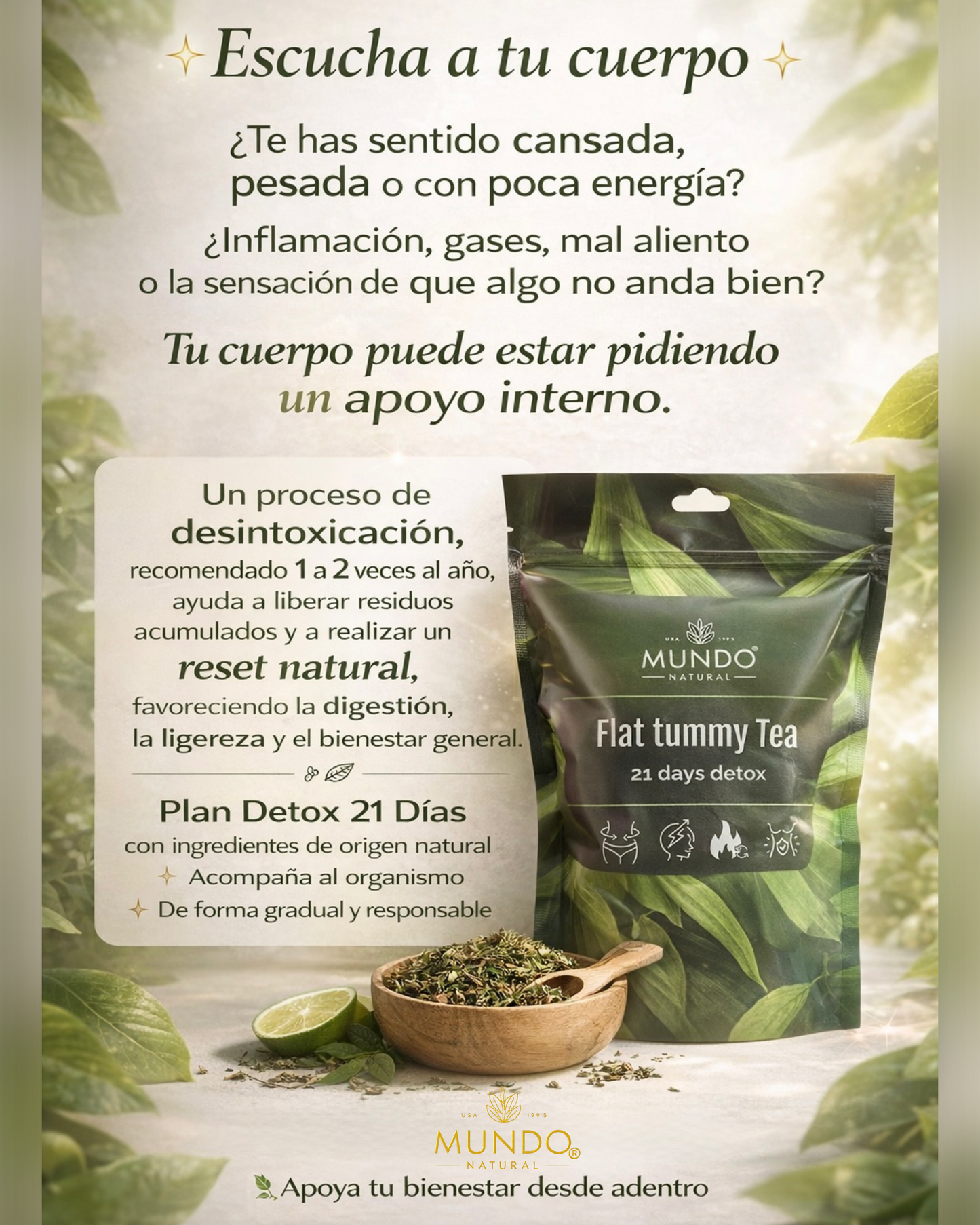Flat Tommy Tea Slimming 21 Days- Mundo Natural - controla el peso