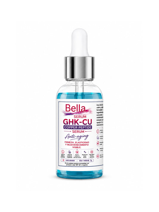 Bella GHK-CU Copper Peptide Serum | Suero Facial Reafirmante e Hidratante Anti-Aging 30 ml