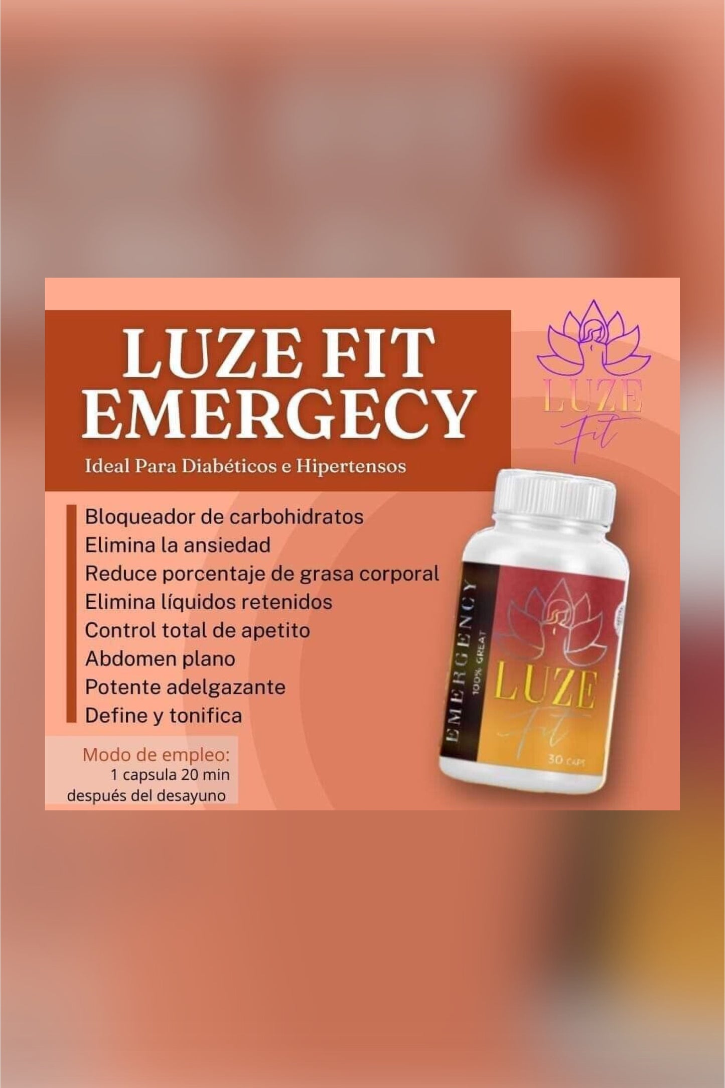 LUZE FIT EMERGECY Para Diabéticos e Hipertensos