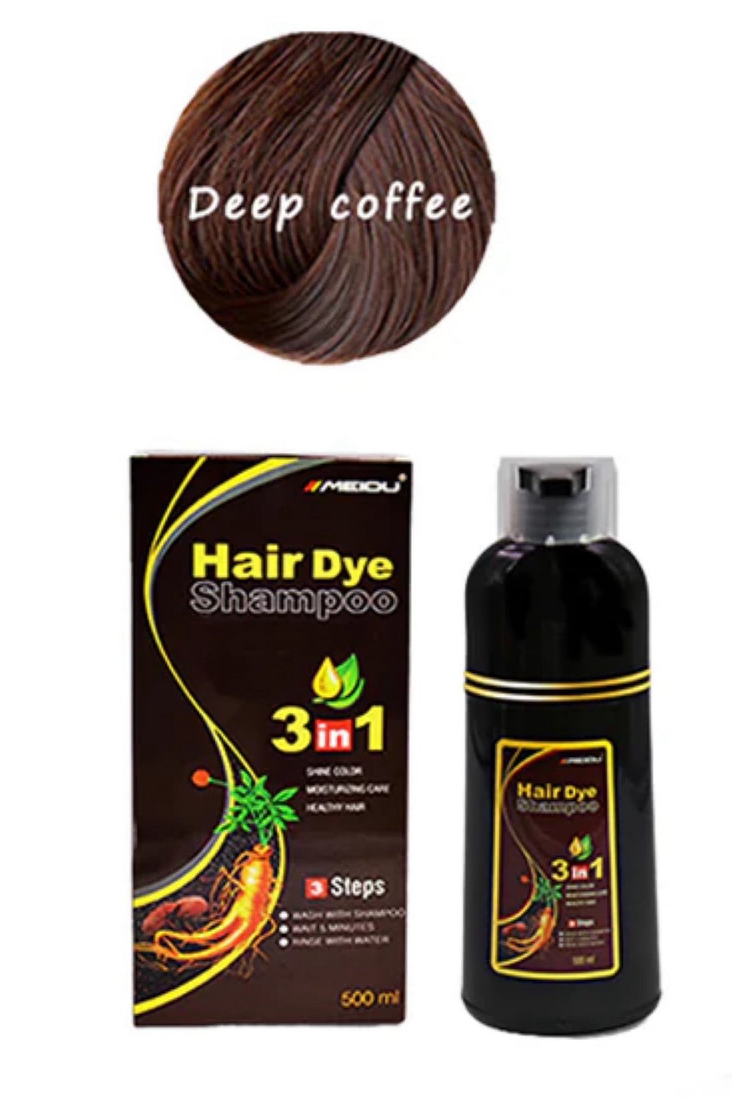 Shampoo Hair Dye Dark Brown Coffe