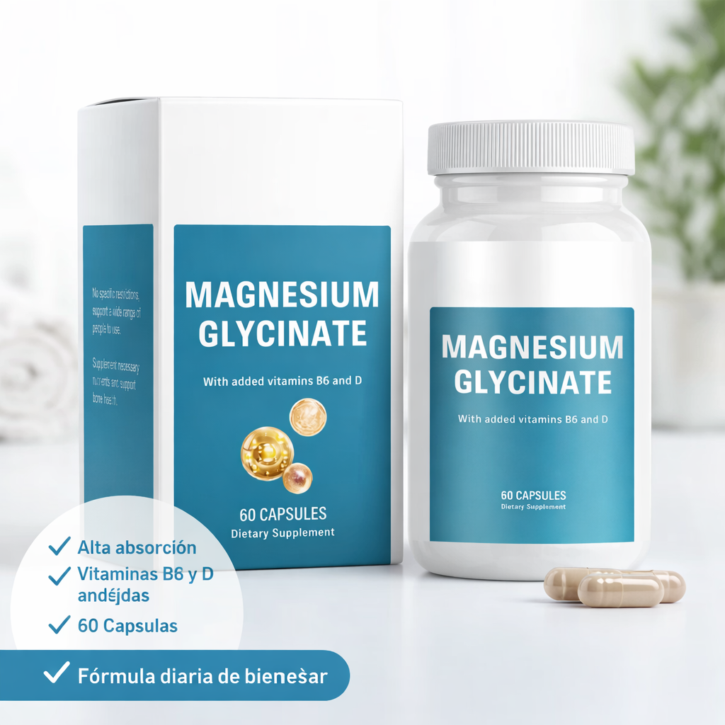 Magnesium Glycinate con Vitaminas B6 y D – Soporte Muscular y Bienestar | 60 Cápsulas