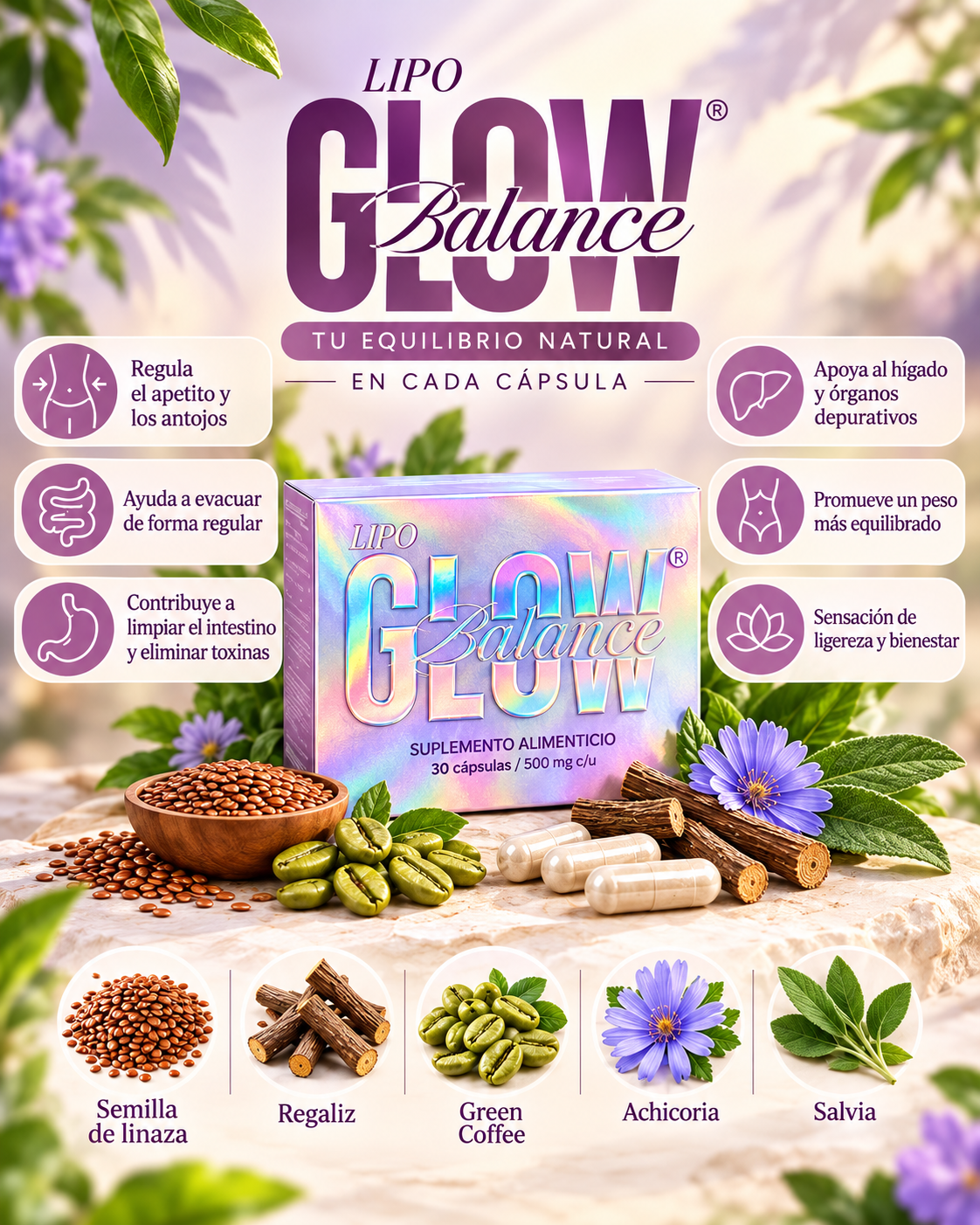 GLOW Balance | Suplemento alimenticio, 30 cápsulas