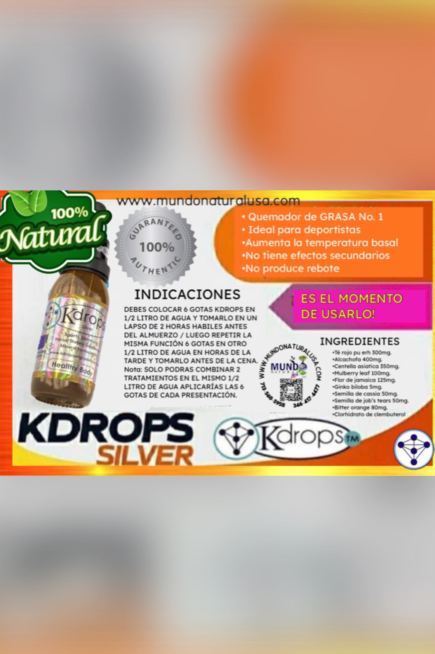 Kdrops Silver Quemador de grasa