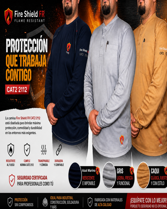 🔥 Fire Shield FR CAT2 – Camisa de Trabajo Flame Resistant 🔥