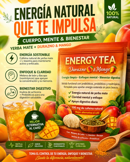 Durazno🍑 y Mango🥭 Tea- Te Super Yerba Tea Peach Mango | Tropical Herbal Tea Drink Mix | 30 Servings