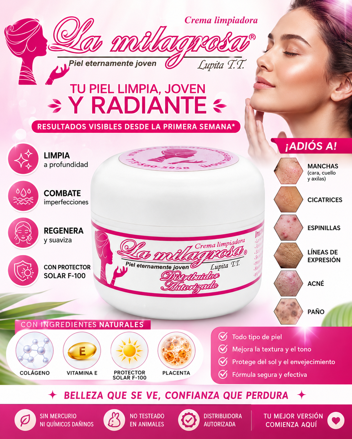 La Milagrosa crema facial + jabón aceite de vibora de cascabel