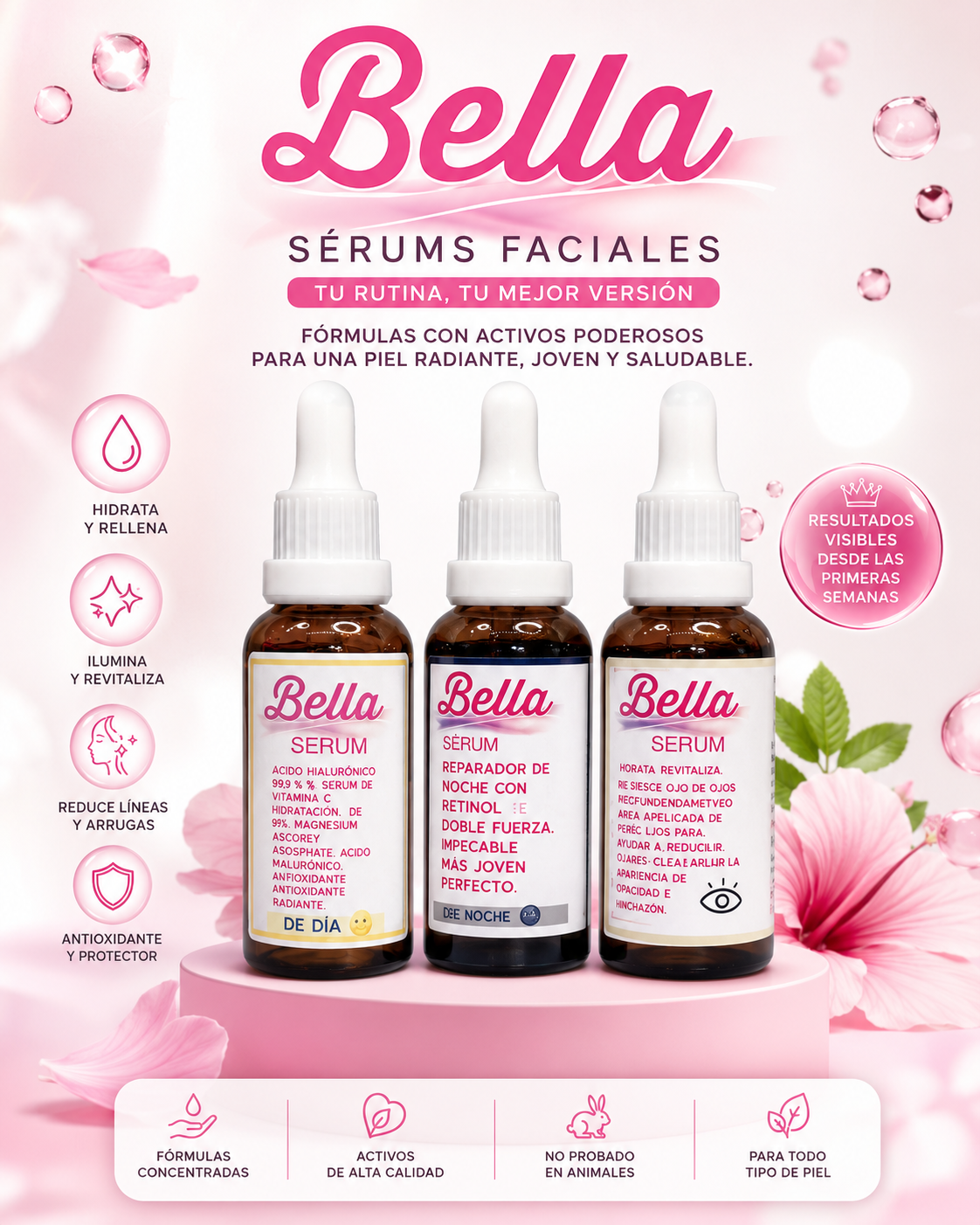 BELLA facial Gel Serum Colageno ácido hialuronico