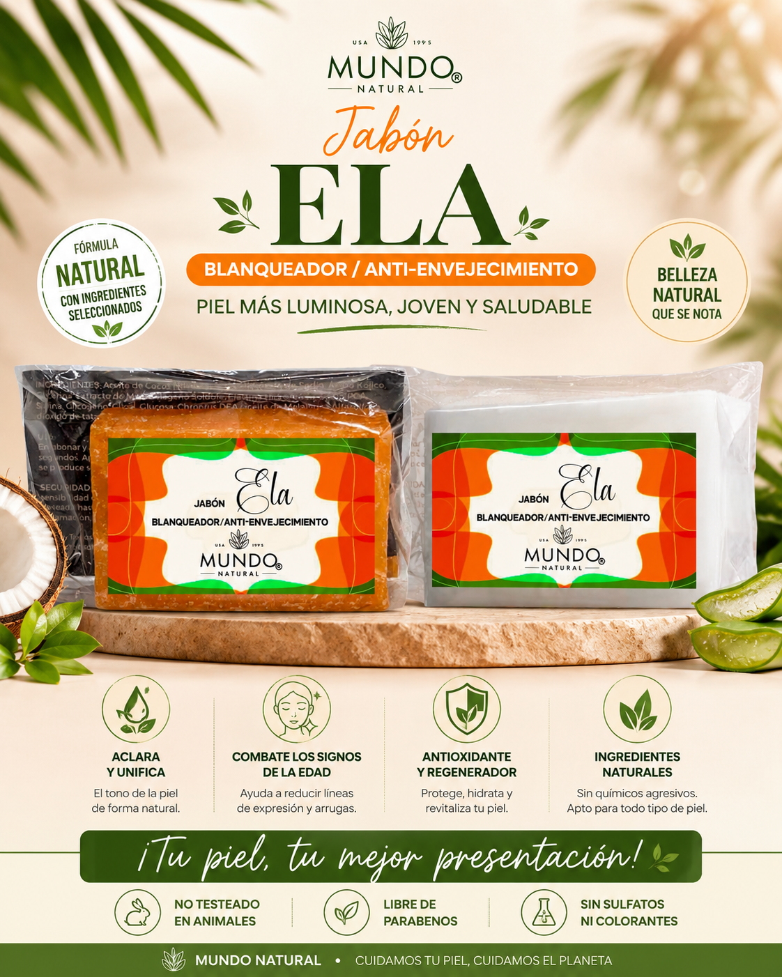 Jabón facial ELA Blanqueador/Antienvejecimiento - Facial soap WHITENING / ANTI AGING SOAP